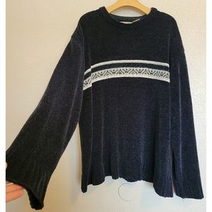 Vintage Cortina Italia Sweater Sz XL Acrylic Dark Blue Soft Coogi Style Pullover